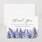 Birthday Blue July Birth Blume Custom Flat Dankeskarte (Vorne/Hinten)