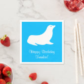 Birthday Blue Sea Lion 4Frankie (Name) Serviette (Beispiel)