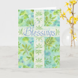 Birthday Blue Segen Cross Grußkarte Karte