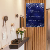 Birthday Blue silber Glitzer Party Empfang Poster