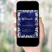 Birthday blue snowflakes welcome poster