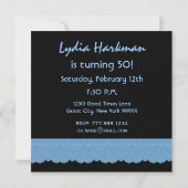 Birthday Blue und Black Lace V501 Einladung (Rückseite)