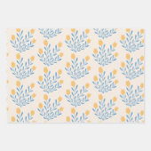 Birthday Blue und Orange Floral Wrapping Sheets Geschenkpapier Set (Vorderseite 2)