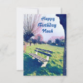 Birthday Blue Watercolor Garden Benz für ihn (Vorderseite)