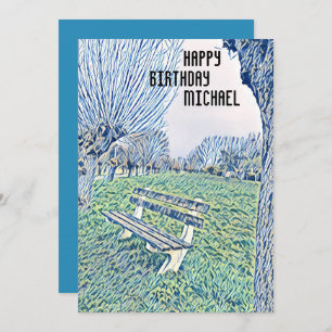 Birthday Blue Watercolor Garden Benz für ihn
