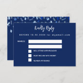Birthday Blue White Confetti Party RSVP Karte (Vorne/Hinten)