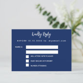 Birthday Blue White Confetti Party RSVP Karte (Stehend Vorderseite)