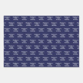 Birthday Blue White Name Skript minimalistisch Geschenkpapier Set (Vorderseite 2)