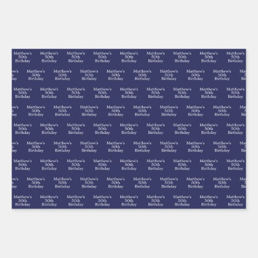 Birthday Blue White Name Skript minimalistisch Geschenkpapier Set (Vorderseite 2)