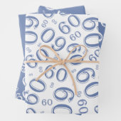 Birthday Blue & White Number Pattern 60 Geschenkpapier Set (Beispiel)