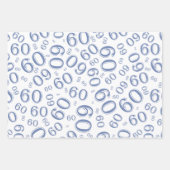 Birthday Blue & White Number Pattern 60 Geschenkpapier Set (Vorderseite)