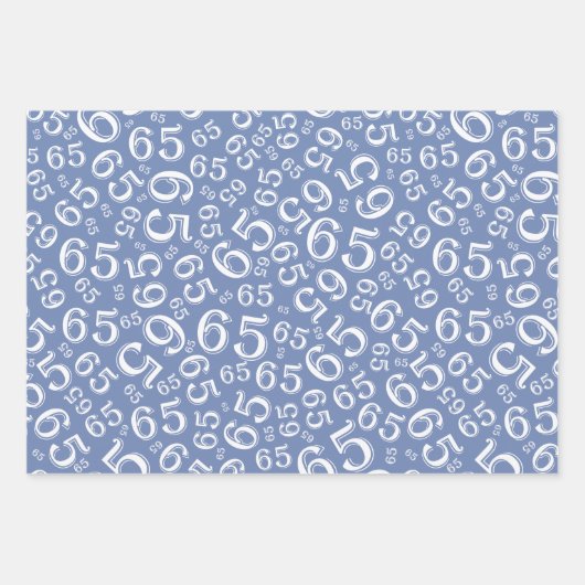 Birthday Blue & White Number Pattern 65 Geschenkpapier Set (Vorderseite 2)