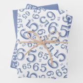 Birthday Blue & White Number Pattern 65 Geschenkpapier Set (Beispiel)