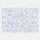 Birthday Blue & White Number Pattern 65 Geschenkpapier Set (Vorderseite)