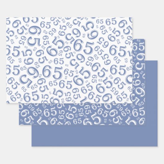 Birthday Blue & White Number Pattern 65 Geschenkpapier Set (Set)