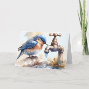 Birthday Bluebird in Aquarellkunst Karte