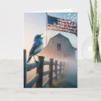 Birthday Bluebird mit amerikanischer Flagge singen