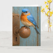 Birthday Bluebird on a Rusty Doorknob Karte (Gelbe Blume)