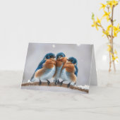 Birthday Bluebirds auf einem Winter Branchen Karte (Gelbe Blume)