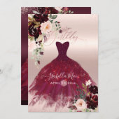 Birthday Blush Burgund Wasserfarbe Blume Einladung (Vorne/Hinten)