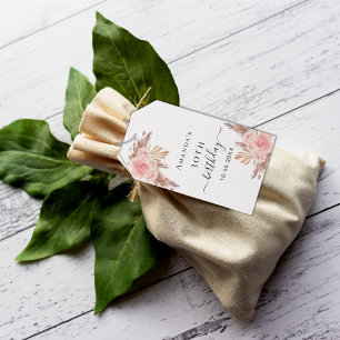 Birthday blush pampas grass rose boho thank you geschenkanhänger