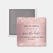 Birthday Blush Pink Glitzer speichern Datums-Magne Magnet (Vorderseite/Rückseite)