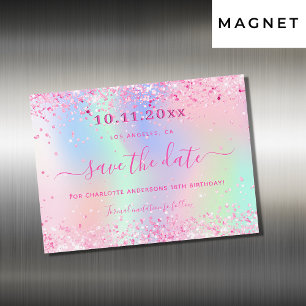 Birthday Blush Pink Glitzer speichern Datums-Magne Magnetkarte