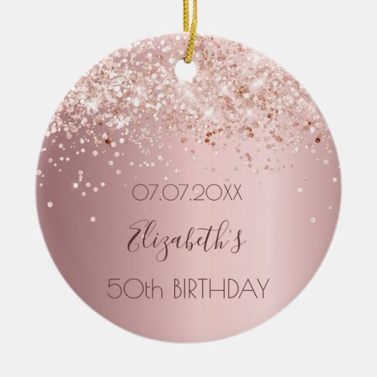 Birthday Blush Pink Konfettame Keramik Ornament (Vorne)