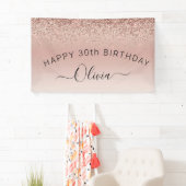 Birthday Blush Pink Rose Gold Glitzer Girl Banner (Insitu)