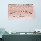 Birthday Blush Pink Rose Gold Glitzer Girl Banner (Messeveranstaltung)