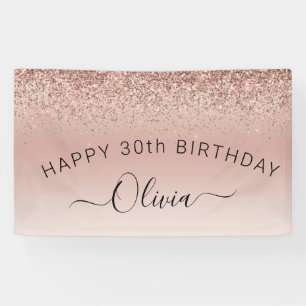 Birthday Blush Pink Rose Gold Glitzer Girl Banner
