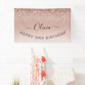 Birthday Blush Pink Rose Gold Glitzer Girl Banner (Insitu)