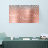 Birthday Blush Pink Rose Gold Silver Glitzer Banner (Messeveranstaltung)
