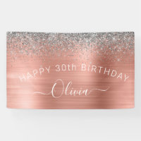 Birthday Blush Pink Rose Gold Silver Glitzer