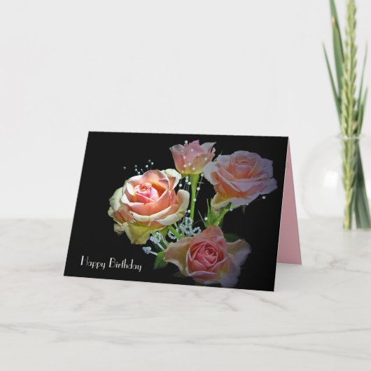 Birthday Blush Pink Roses Karte (Vorderseite)