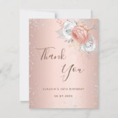 Birthday Blush Rose Gold Glitzer Dankeskarte (Vorderseite)