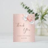 Birthday Blush Rose Gold Glitzer Dankeskarte (Stehend Vorderseite)