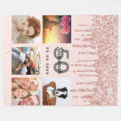 Birthday Blush Rose Gold Glitzer Foto Collage Fleecedecke (Vorderseite (Horizontal))