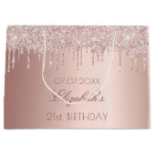 Birthday Blush Rose Gold Tropfen Name Große Geschenktüte (Vorderseite)