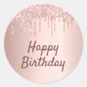 Birthday Blush Rose Gold Tropfen Runder Aufkleber (Vorderseite)
