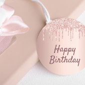 Birthday Blush Rose Gold Tropfen Runder Aufkleber