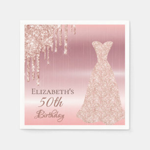 Birthday Blush Rose Goldkleid Tropfen Serviette