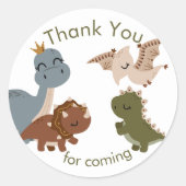 Birthday Boho Dinosaurier, vielen Dank Runder Aufkleber (Vorderseite)