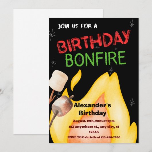 Birthday Bonfire Einladung (Vorne/Hinten)