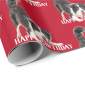 Birthday Border Collie auf Red Geschenkpapier (Rolleneckpunkt)