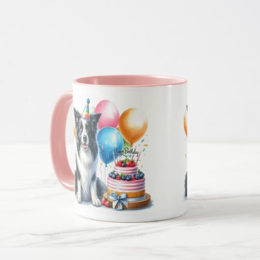 Birthday Border Collie Dog Lover Tasse (Vorderseite Links)