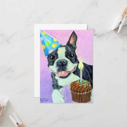 Birthday Boston Karte (Vorderseite/Rückseite Beispiel)