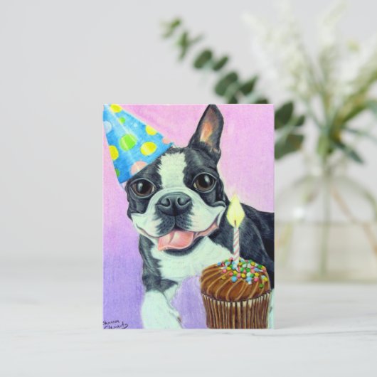 Birthday Boston Postkarte (Stehend Vorderseite)