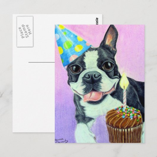 Birthday Boston Postkarte (Vorne/Hinten)