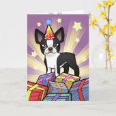 Birthday Boston Terrier Karte (Gelbe Blume)